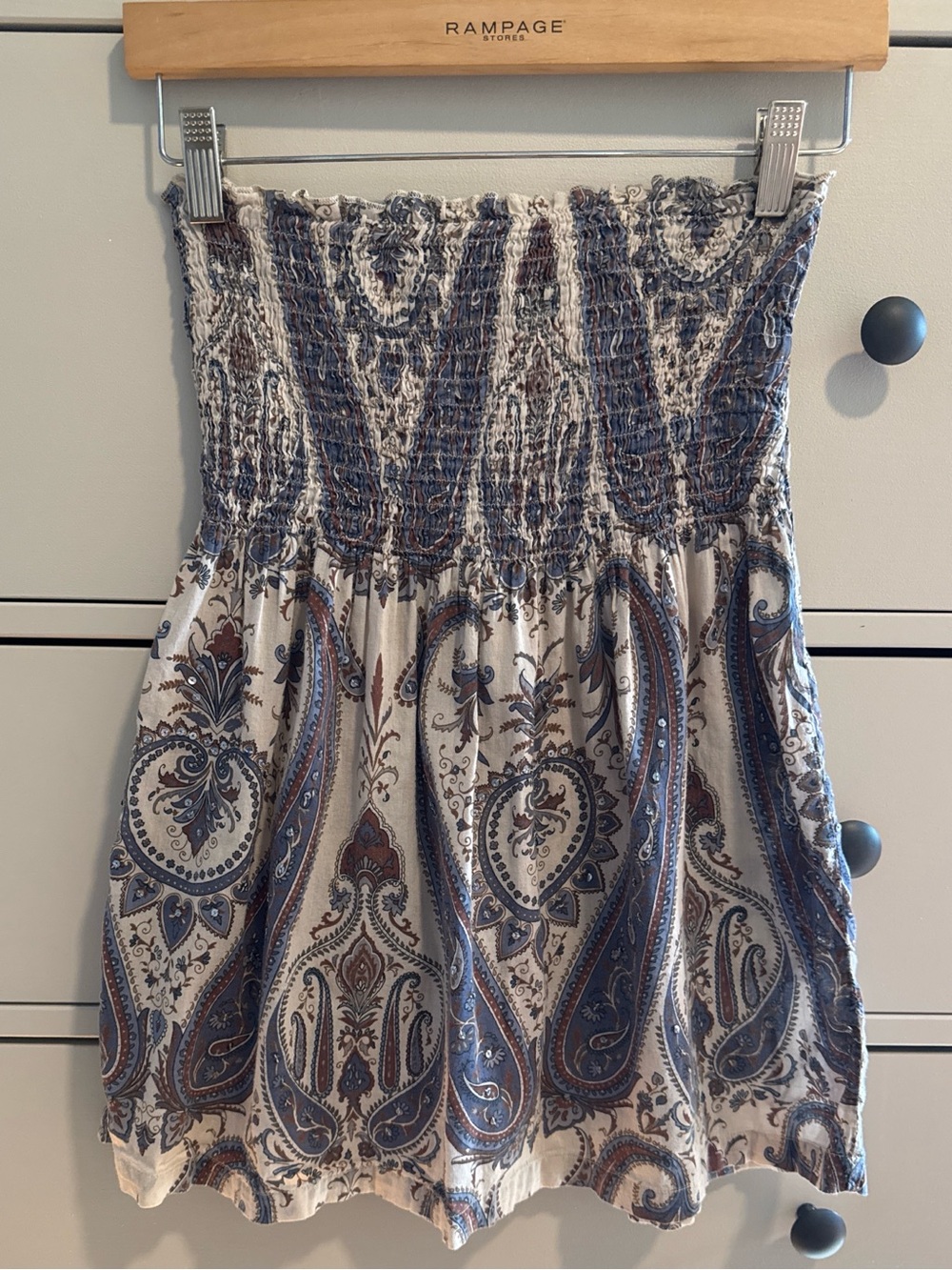 Vintage Y2K Heart Moon Star Paisley Smocked Tube Top/Mini Skirt - Size XS
